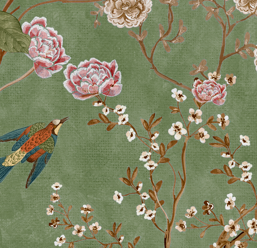 Papel Mural chinoiserie Verde