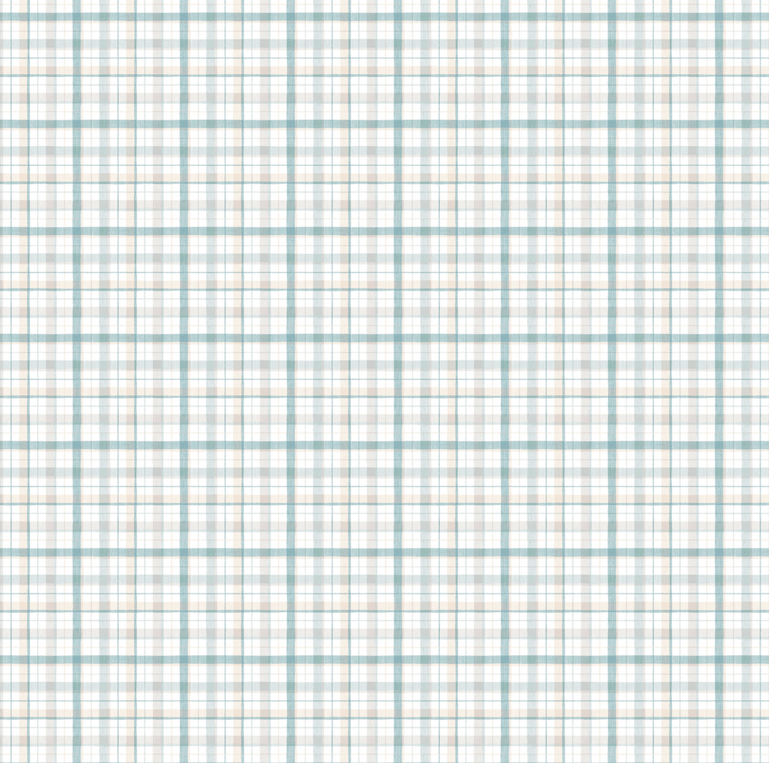 Cuadrillé celeste y beige