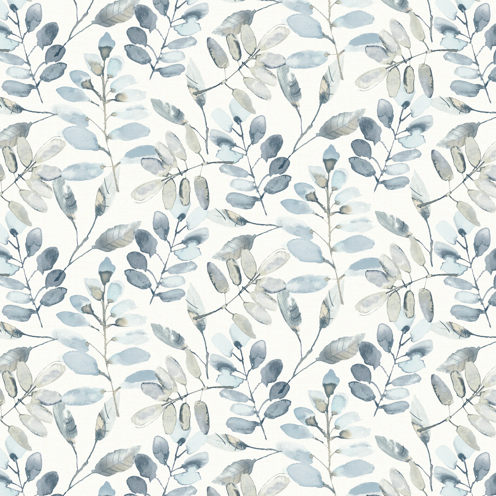 Papel Mural Hojas Acuarela Azul (260238)
